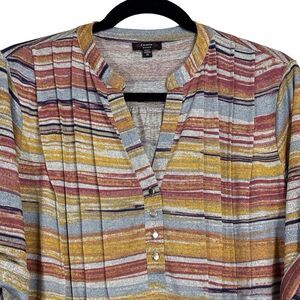 Cocomo Woman Tunic Top Plus Size 3X Red Yellow Blue Striped Elbow Sleeves